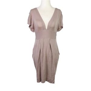 Wilfred Taupe V-Neck Jersey Dress With Back Tie Size XxS
